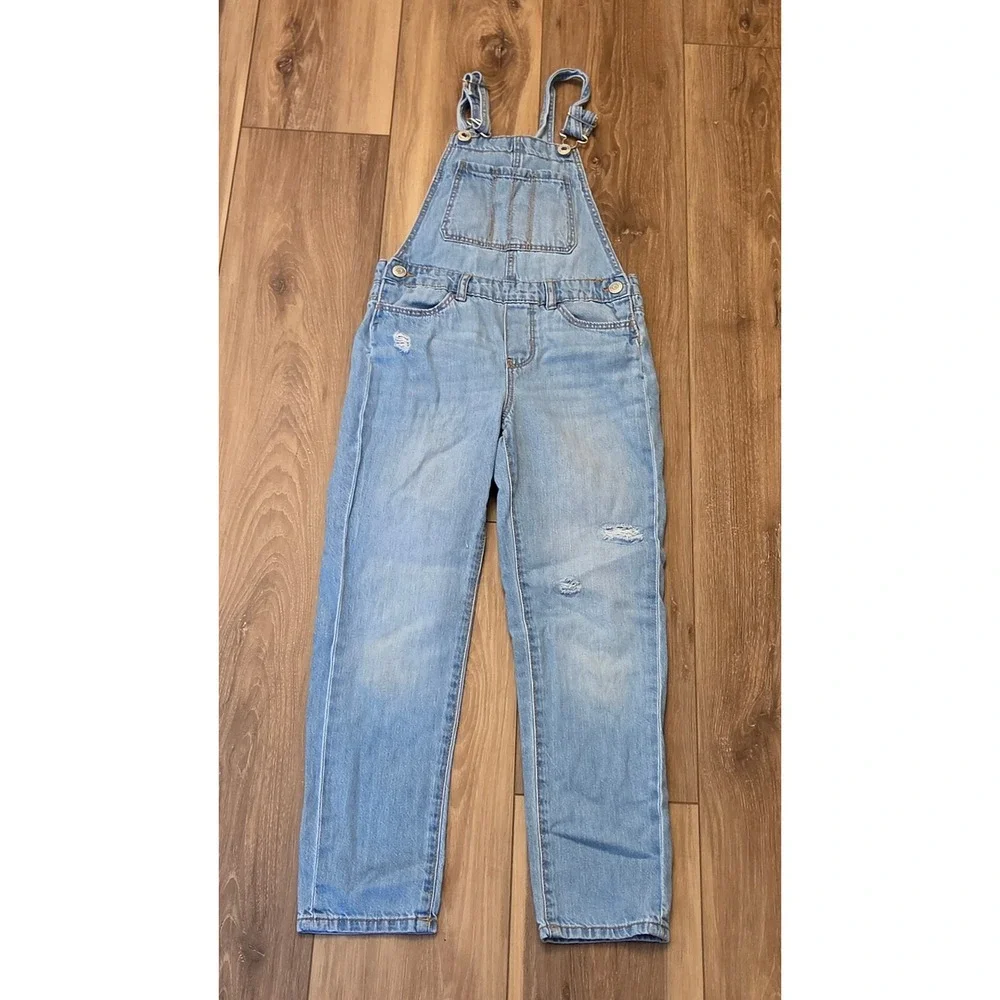 OshKosh B'gosh Denim Overalls Youth Size 7 Blue Distressed